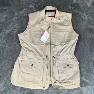 Guide Series GS Explorer Traveler Vest Mens XL Beige Plaid Lined Utility Pockets